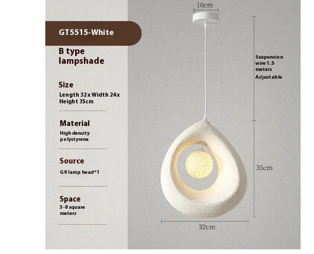 Retro restaurant style pendant chandelier with milky white 32x35cm lampshade