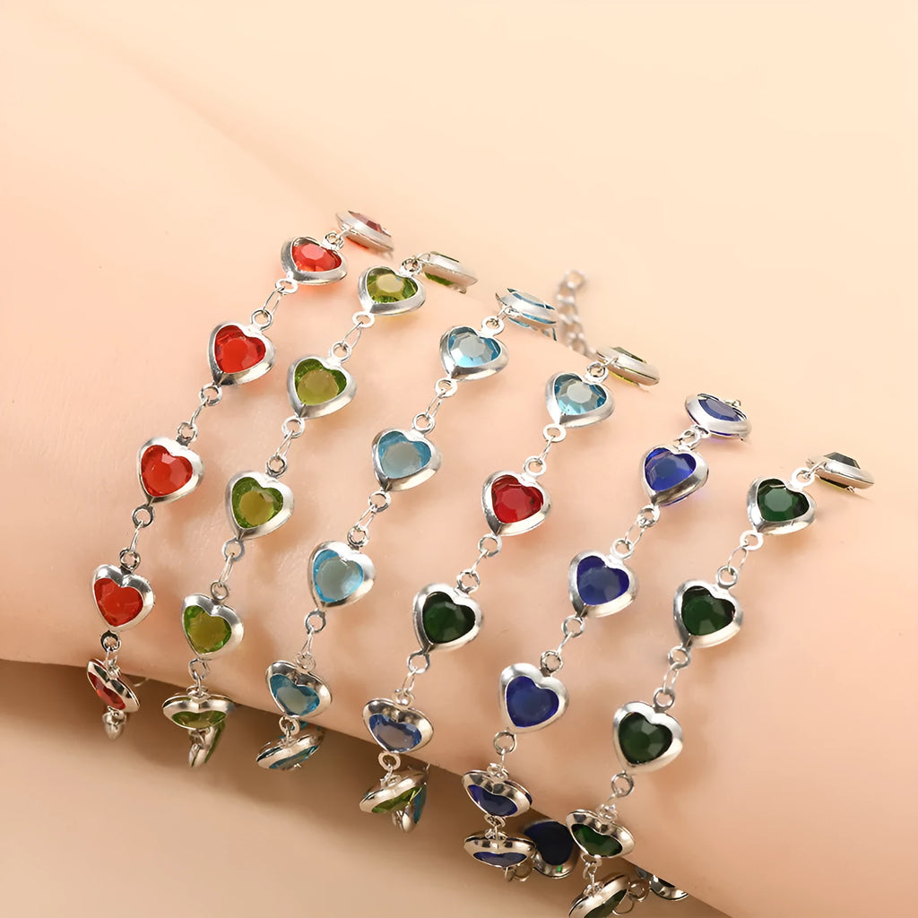 Devil's Eye geometric heart bracelet in stainless steel with electroplated colourful finish