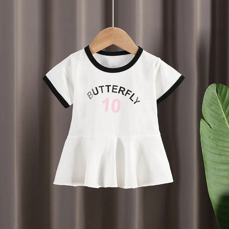 Baby princess dress in summer colours, 100% cotton short sleeve dress for girls sizes 80-120 cm