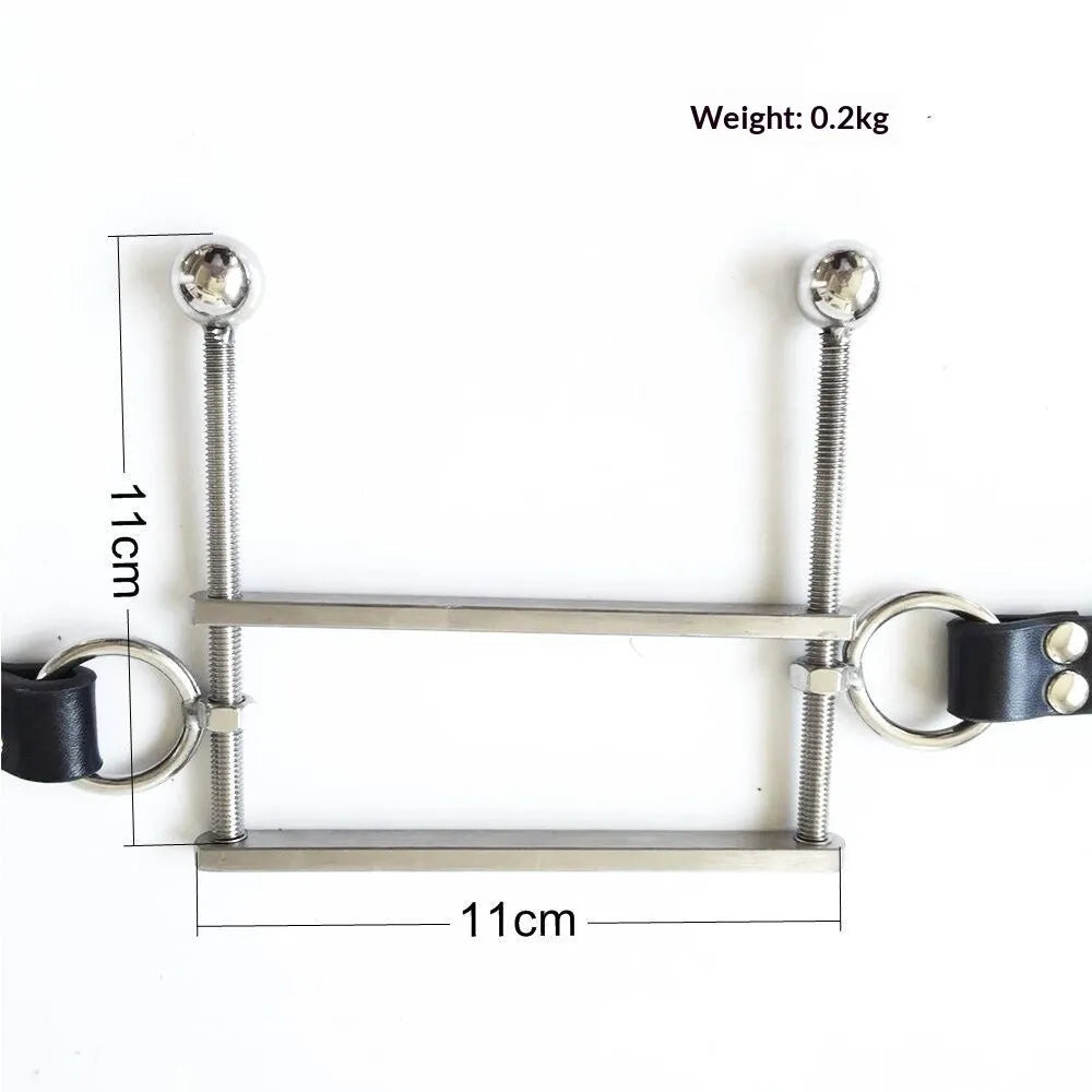 Stainless steel open mouth gag in black, pink, and red colour options for adult BDSM use