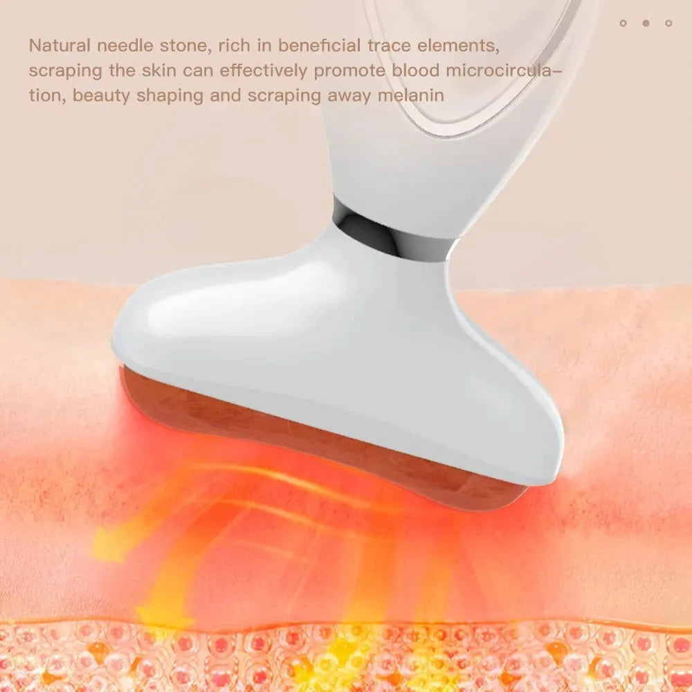 Household electric stone scraping facial massager with Black Stone finish, four gear levels, and temperature adjustment, includes essential oil bottles