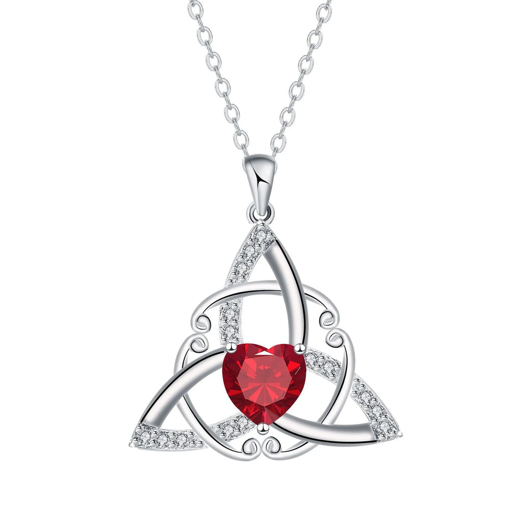 Geometric Celtic knot pendant necklace for women in copper with a choice of electroplated colour finishes.