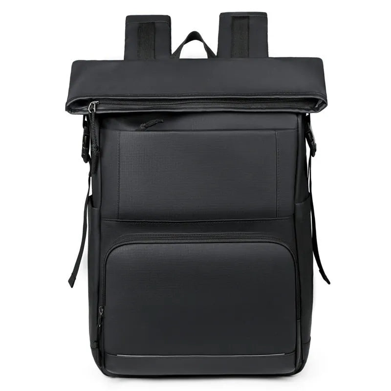 Unisex large capacity solid colour PU casual backpack in black, light gray, pink, and Milky White