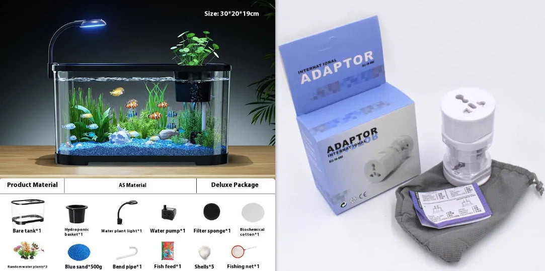 Ecological landscape filter oxygen-making integrated fish tank in luxury white or black colour