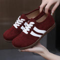 Women's vintage canvas sneakers with soft rubber soles in dark red colour