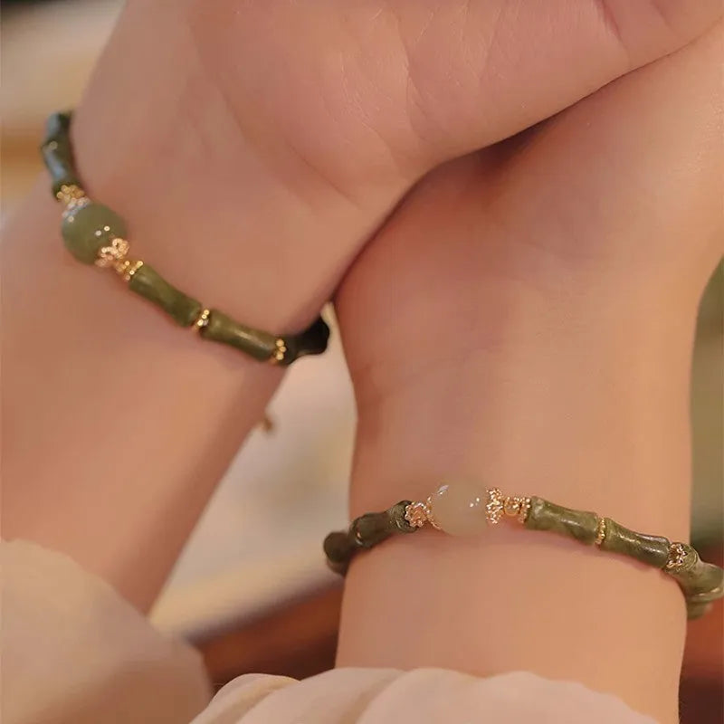 Hetian jade geometric round bracelet for women in Dark Green or Light Colour, simple style