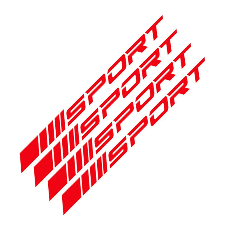 10cm PET car rim sticker with hollow sports design in red, black or white colours