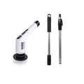 Multifunctional wireless electric cleaning brush 7-in-1 in black and white with USB cable and interchangeable heads