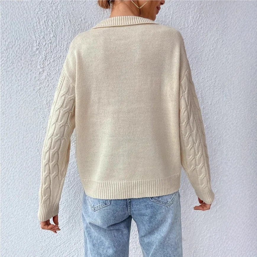 Women's twist thread knitted vest solid colour apricot top front view sleeveless pullover