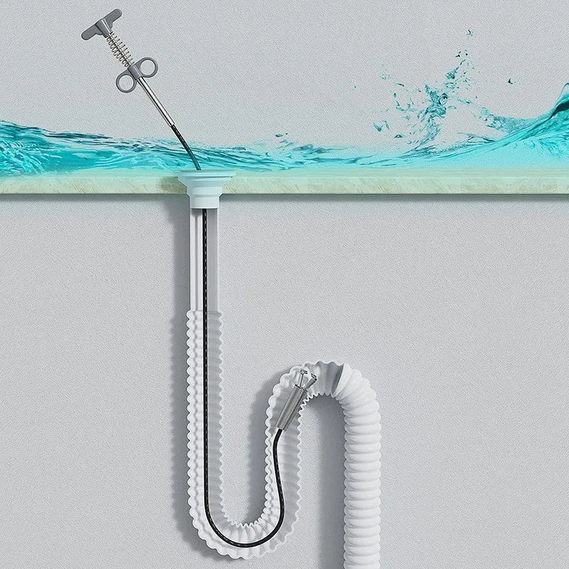 Four claw pipeline dredger in silver foil gray or bright moon white, PP and stainless steel, 90cm to 300cm drain unblocking tool