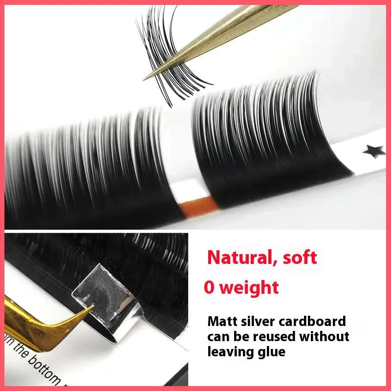 Close-up of 16-row dense false eyelashes made from mink hair on a matte round wool band.