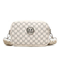 PU wide-strap crossbody bag with three-dimensional pocket in black, brown or white