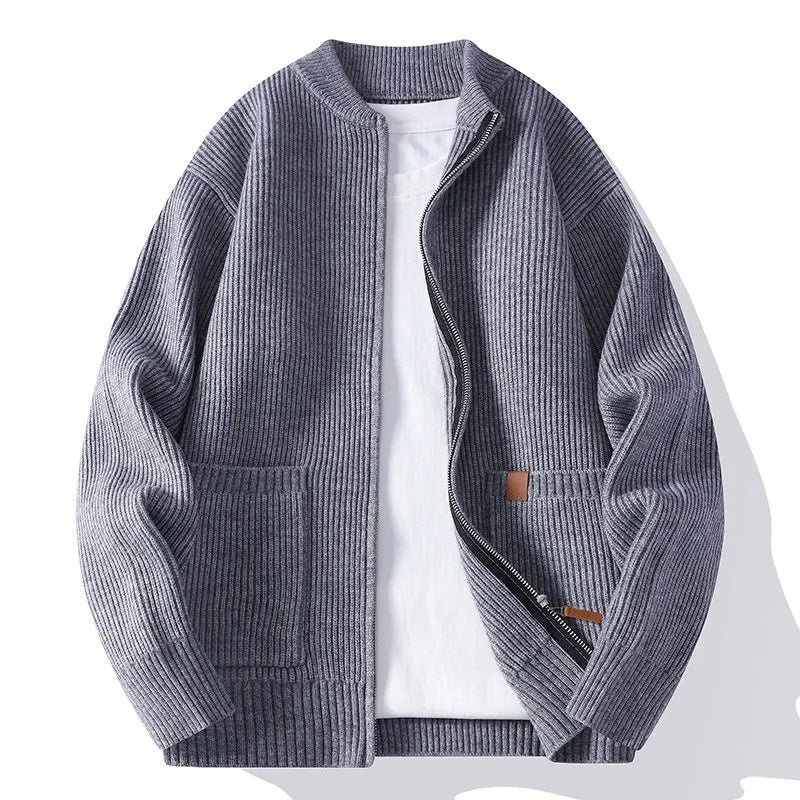 Men's striped cardigan sweater in straight fit available in five colours