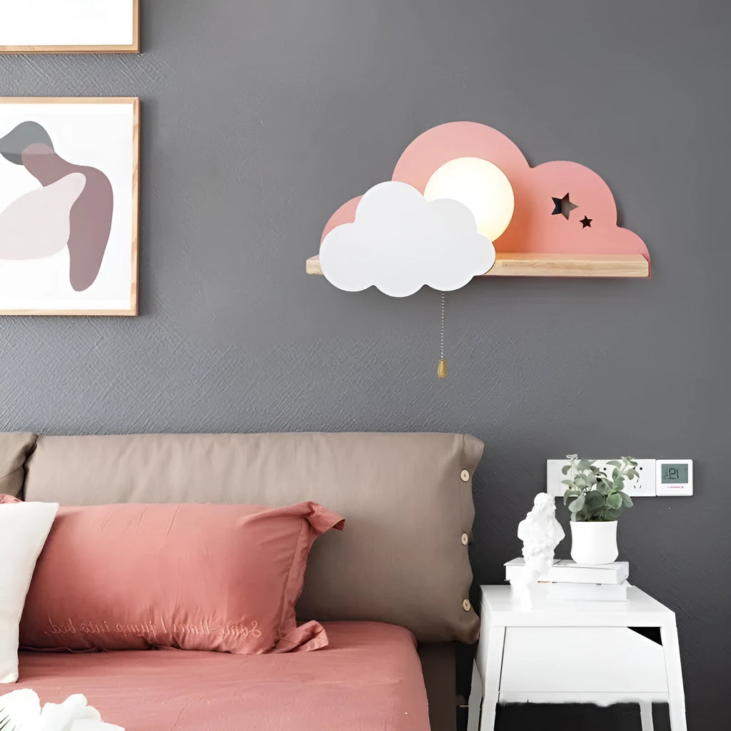 Glass cloud silhouette wall lamp with E27 fitting in grey, pink or white colour