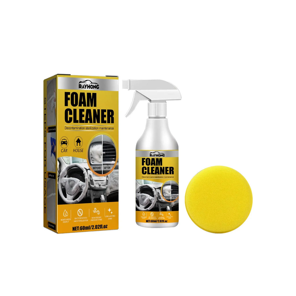 60ml car interior foamed cleaner with 10x10cm sponge in 6x6x11cm box