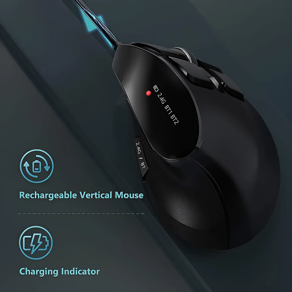 Wireless Bluetooth dual-mode rechargeable optical mouse in multiple colours with 15x8x5cm dimensions