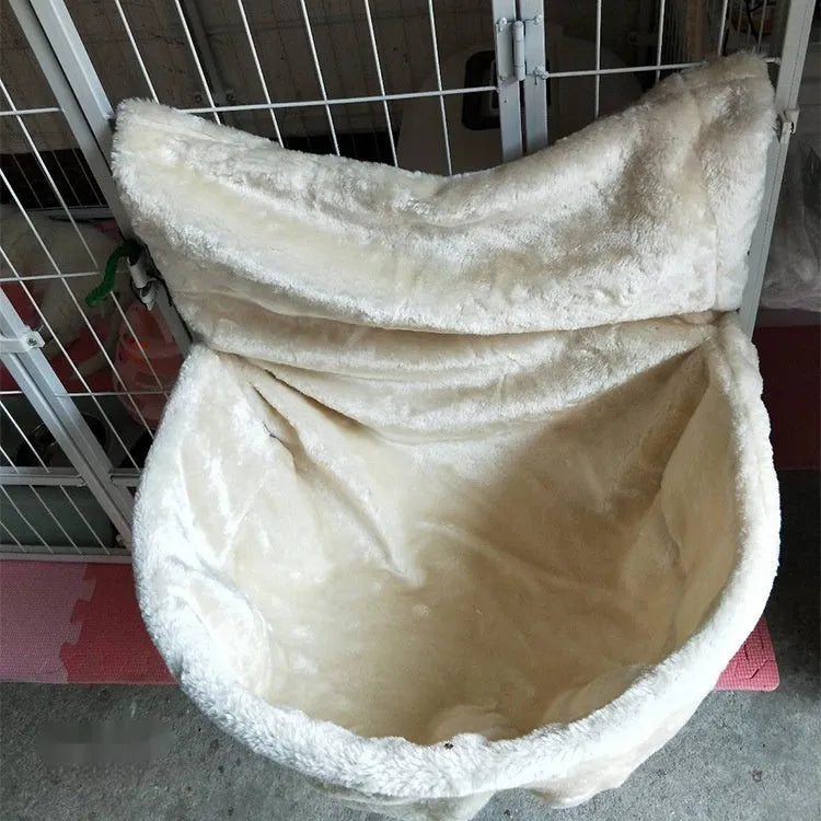 Iron frame cat hammock bed in beige iron fleece cloth for pet cage use