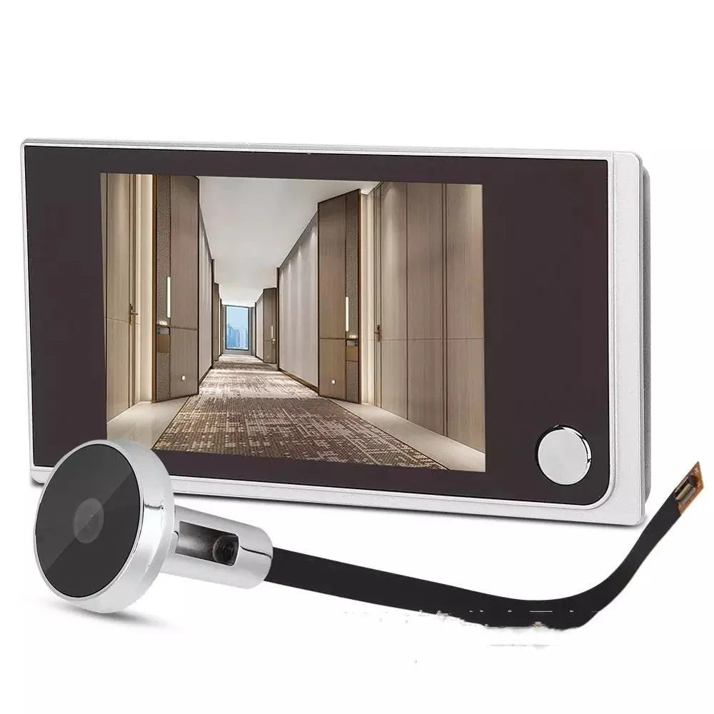 Black 3.5 inch video digital door camera with 120 degree angle peephole viewer