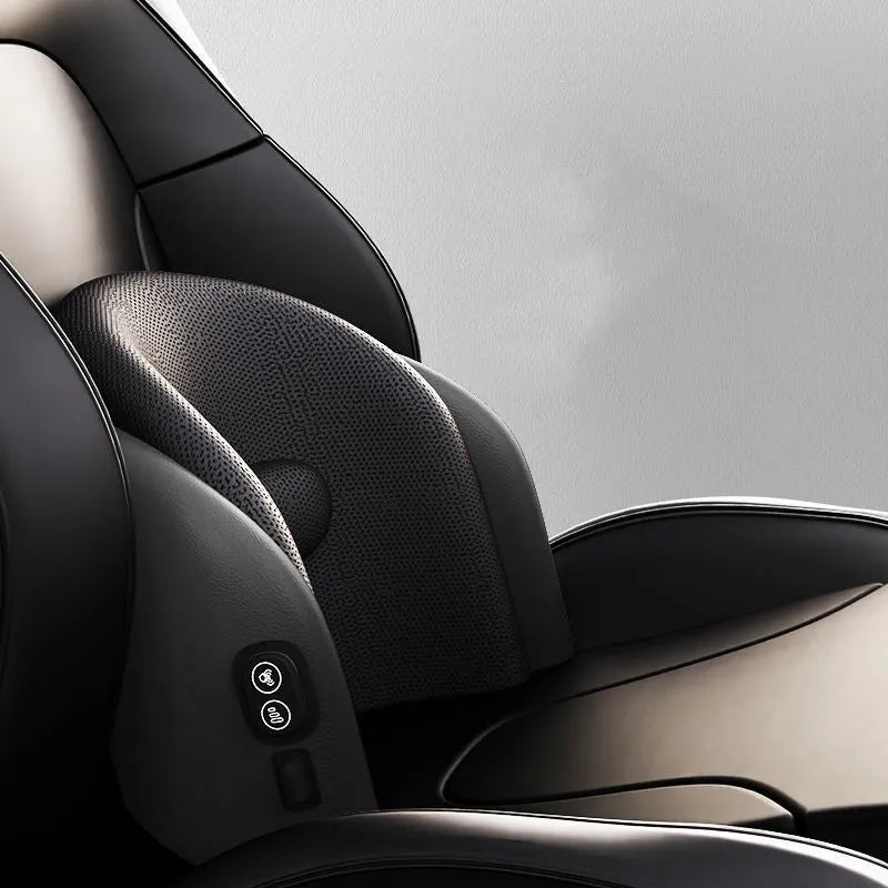 Car electric massage cushion with memory cotton construction in classic black colour on vehicle seat