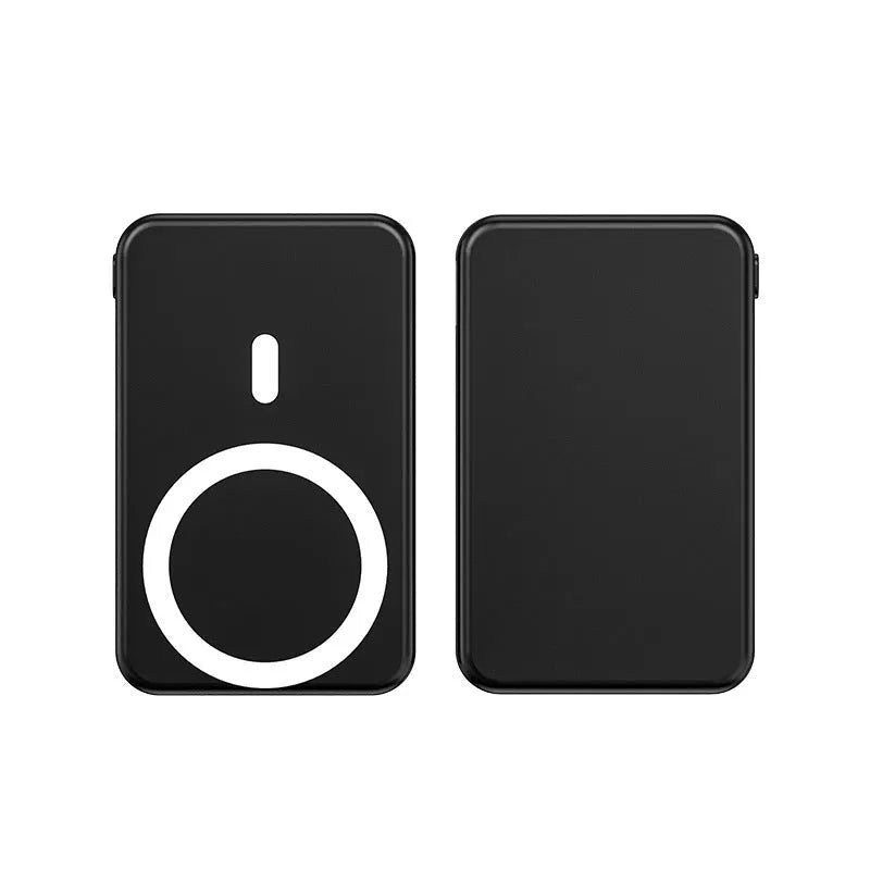 Ultra-thin 10000mAh power bank with magnetic wireless charging for iPhone in black, blue, and white colours