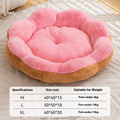Round grey and black cloth cat bed with thick sides and a soft, detachable rabbit plush decoration on the rim.