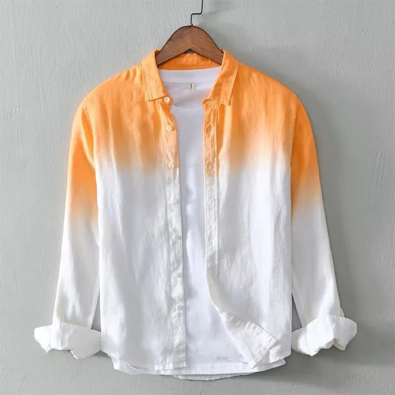 Casual hemp polyester top coat in slim fit loose style available in dark blue, light blue and yellow colours
