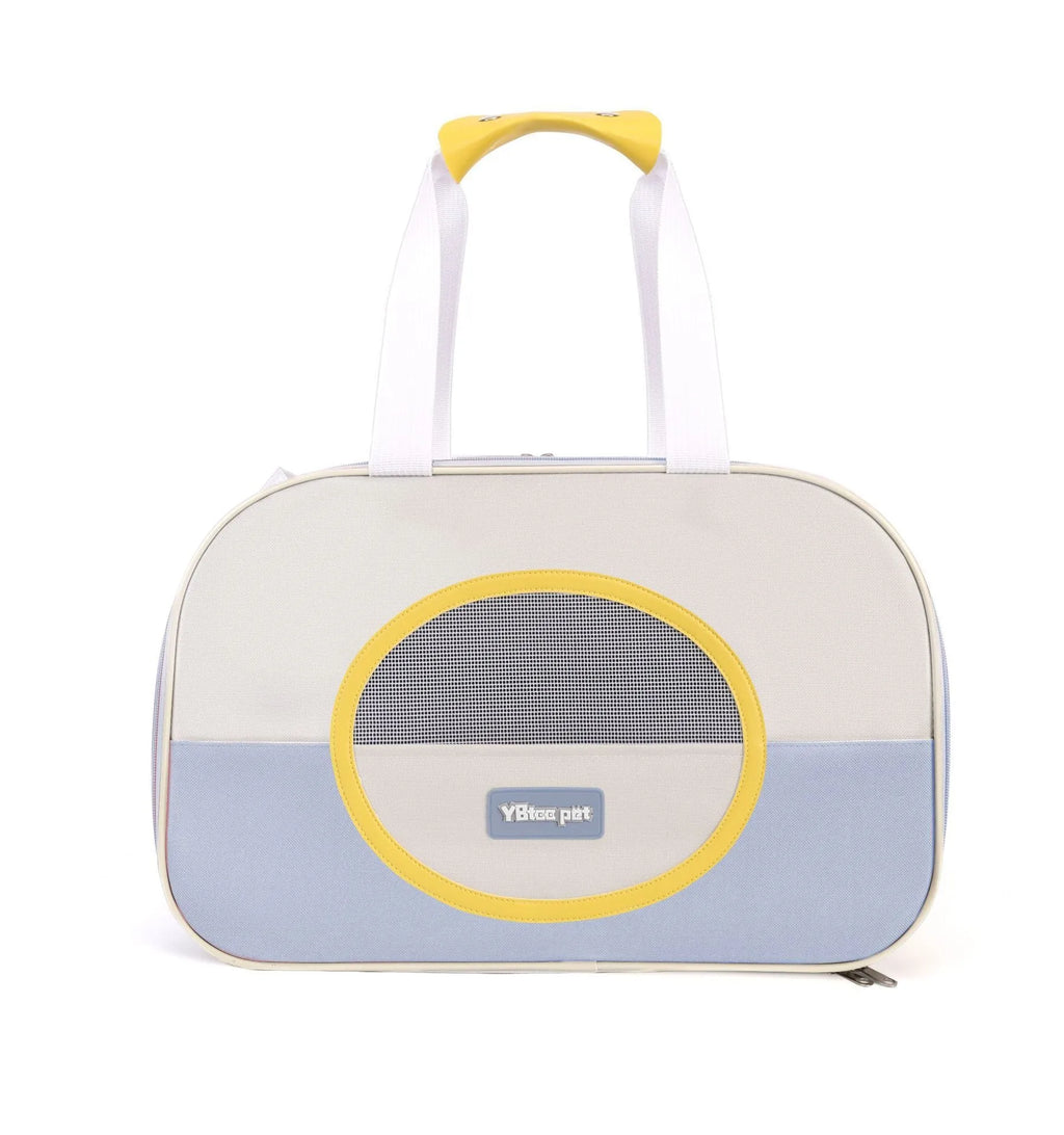 Blue foldable outdoor cat school backpack made from Oxford cloth for pet transport
