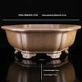 Handcrafted large purple sand plant basin in hexagonal or begonia shape for tea pot cultivation