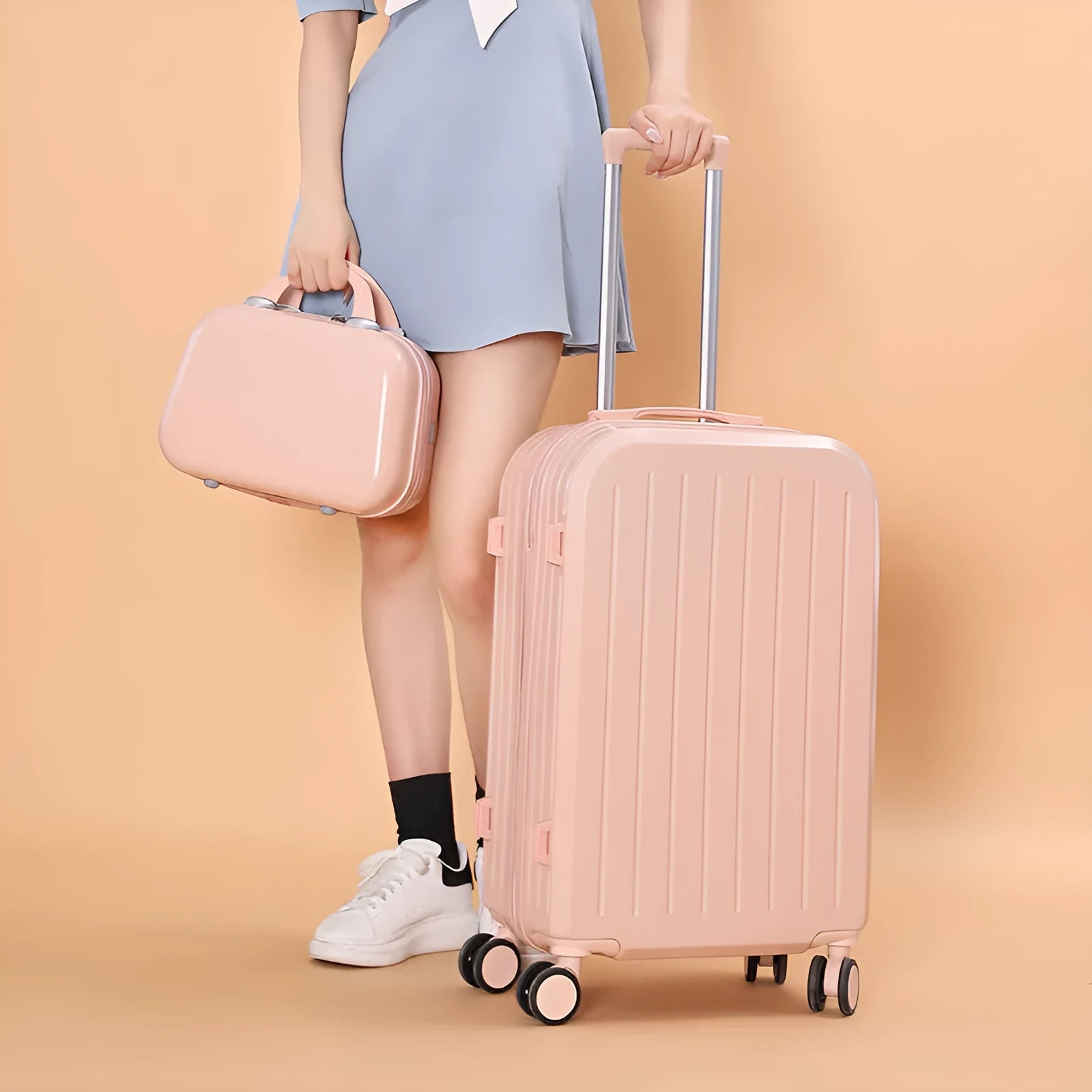 Candy colour 20 inch ABS PC trolley case with universal wheels and pull rod