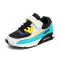 Autumn children breathable mesh sports shoes with Velcro fastening, grey orange colour, rubber sole
