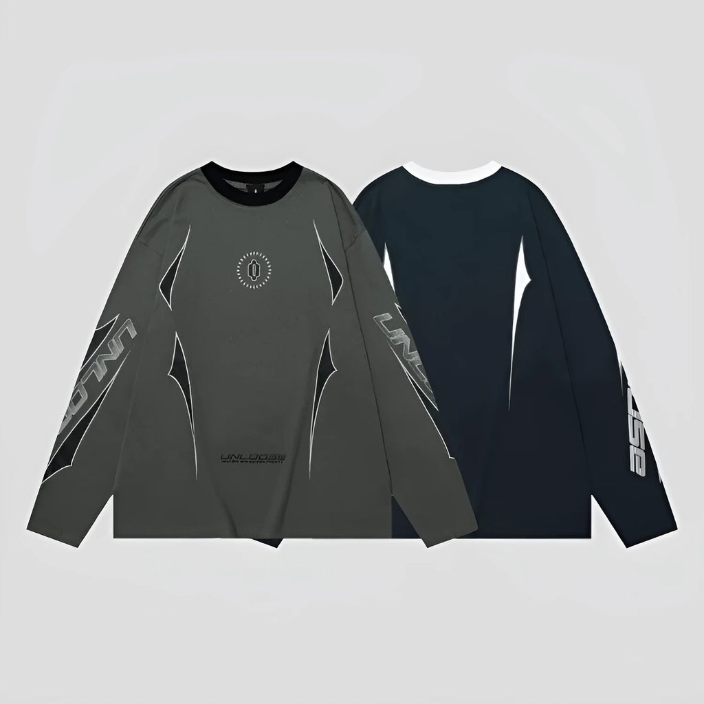 Men's grey cotton drop shoulder sweatshirt with letter pattern and loose fit