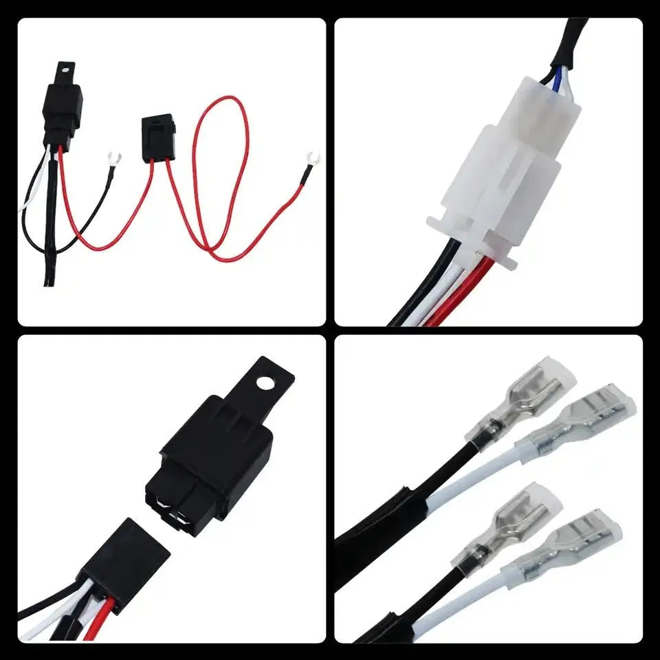 One drag two LED work light wiring harness with 2 metre silicone cable for automotive roof spotlights
