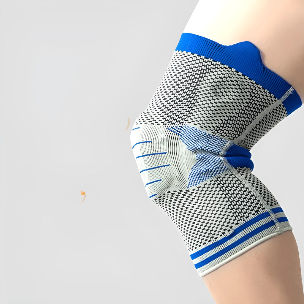 A single black and grey cotton knee pad featuring a central silicone shock absorber bar.