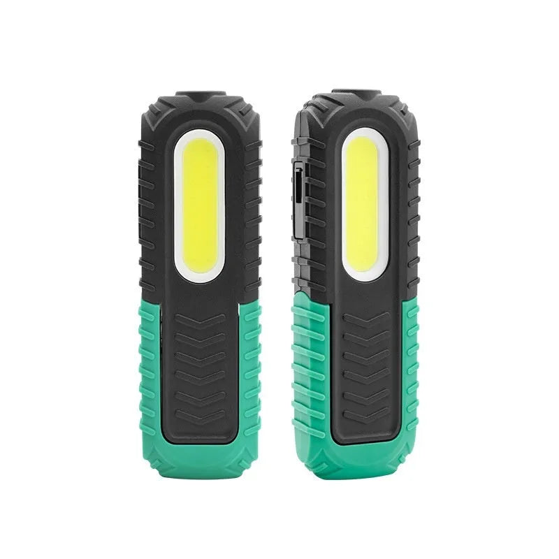 Black and green USB rechargeable auto repair work light with 6500K daylight output
