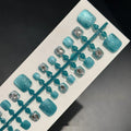 Blue diamond finish toenail wear armour set with cat's eye style and 42 pieces