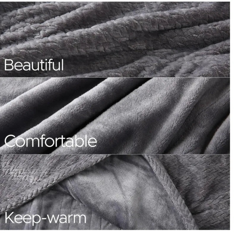Gray double multi-function adjustable heat electric blanket on bed, cotton material, 130x180cm size