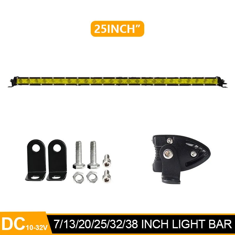 25-inch aluminium alloy LED light bar with mounting brackets for vehicle auxiliary lighting