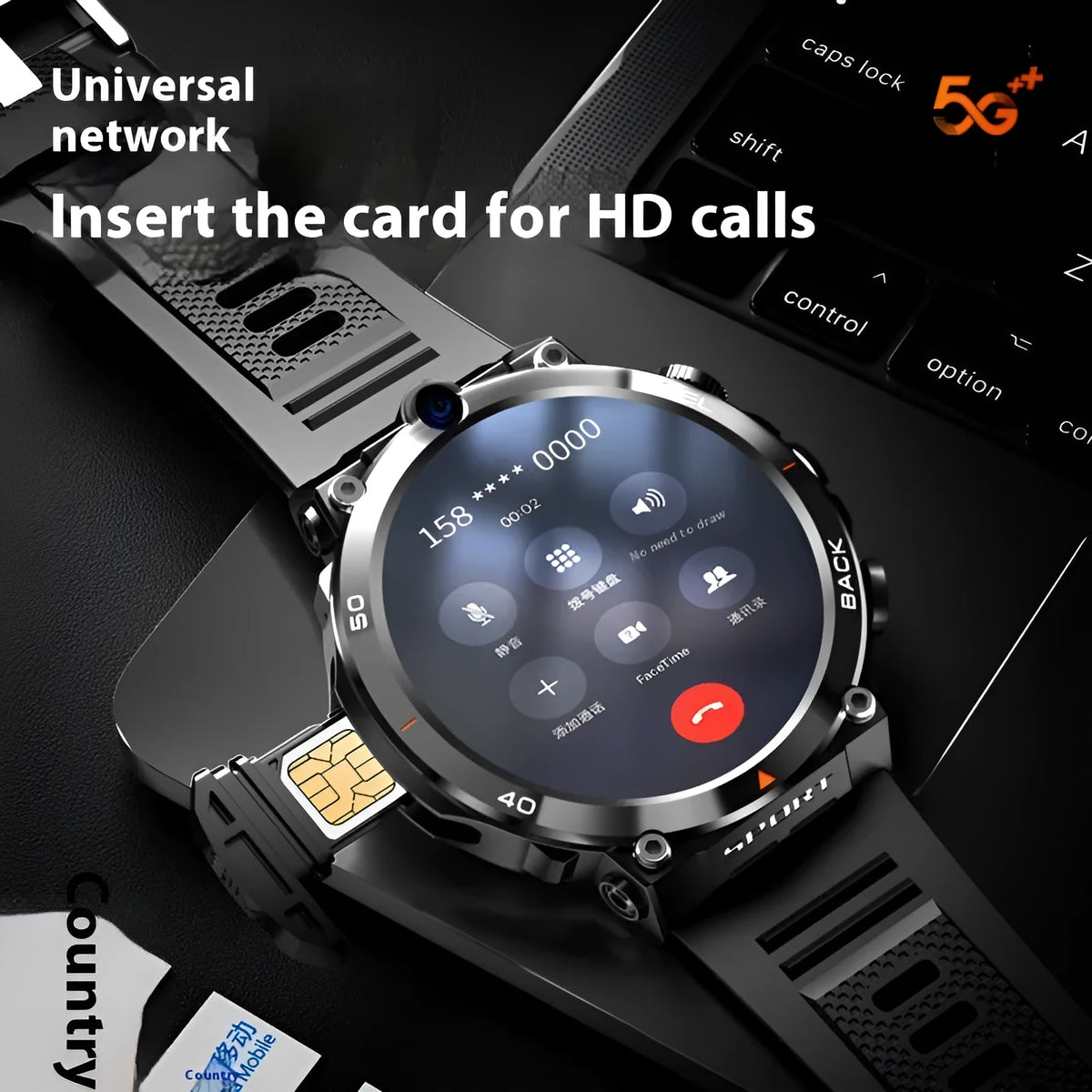 Multi functional sports smartwatch with dual cameras and TFT touch screen display