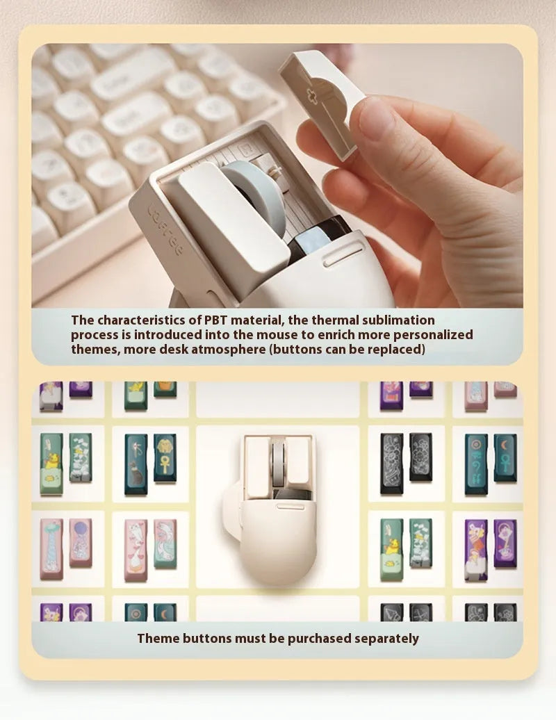 Xiaoqiao wireless mouse in Tofu colour showing ergonomic shape and multiple buttons.