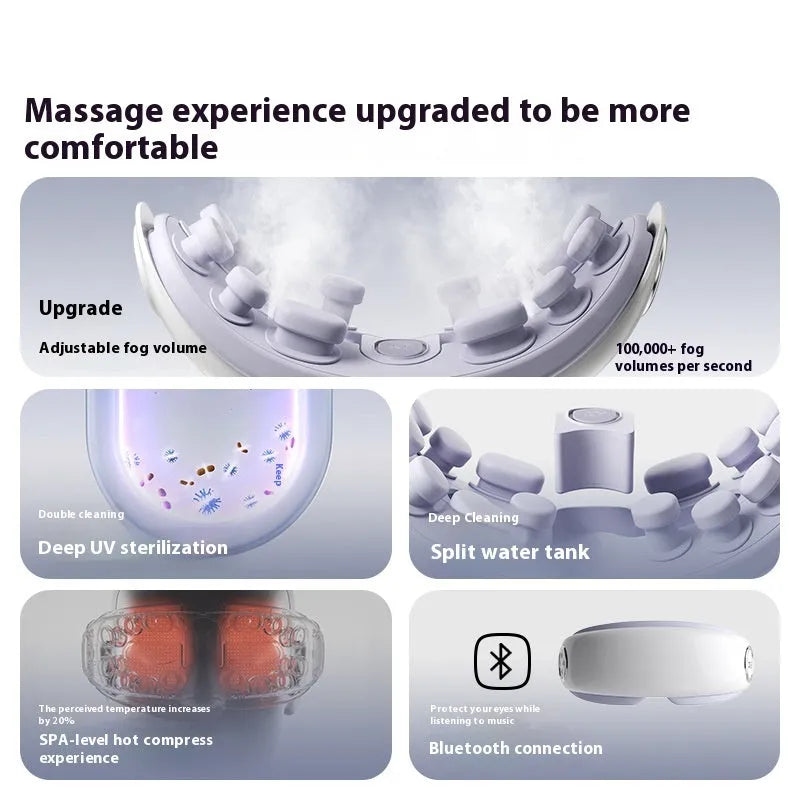 Bluetooth steam smart eye moisturising instrument with hot compress massage in purplish grey, green and ink grey colours