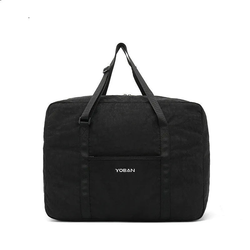 Large polyester travel bag 45x34x20cm with zip pockets, folding design, black or dark grey