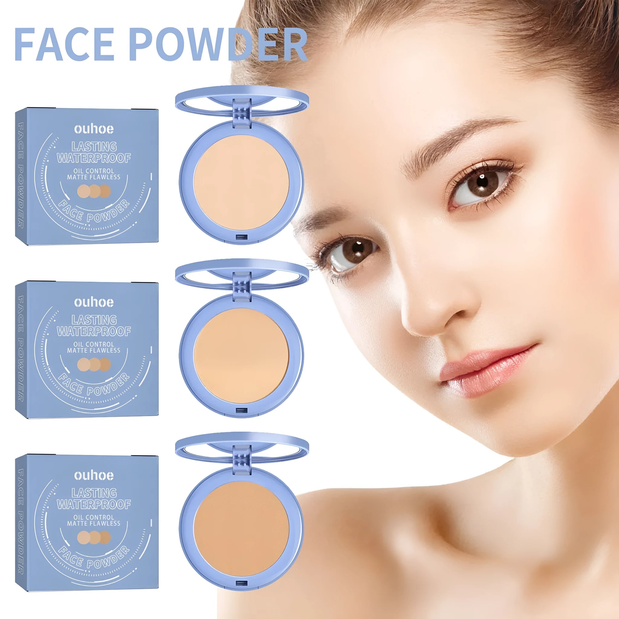 8g finishing powder compact in Natural Beige, Pure Beige, or Classic Ivory for natural makeup setting