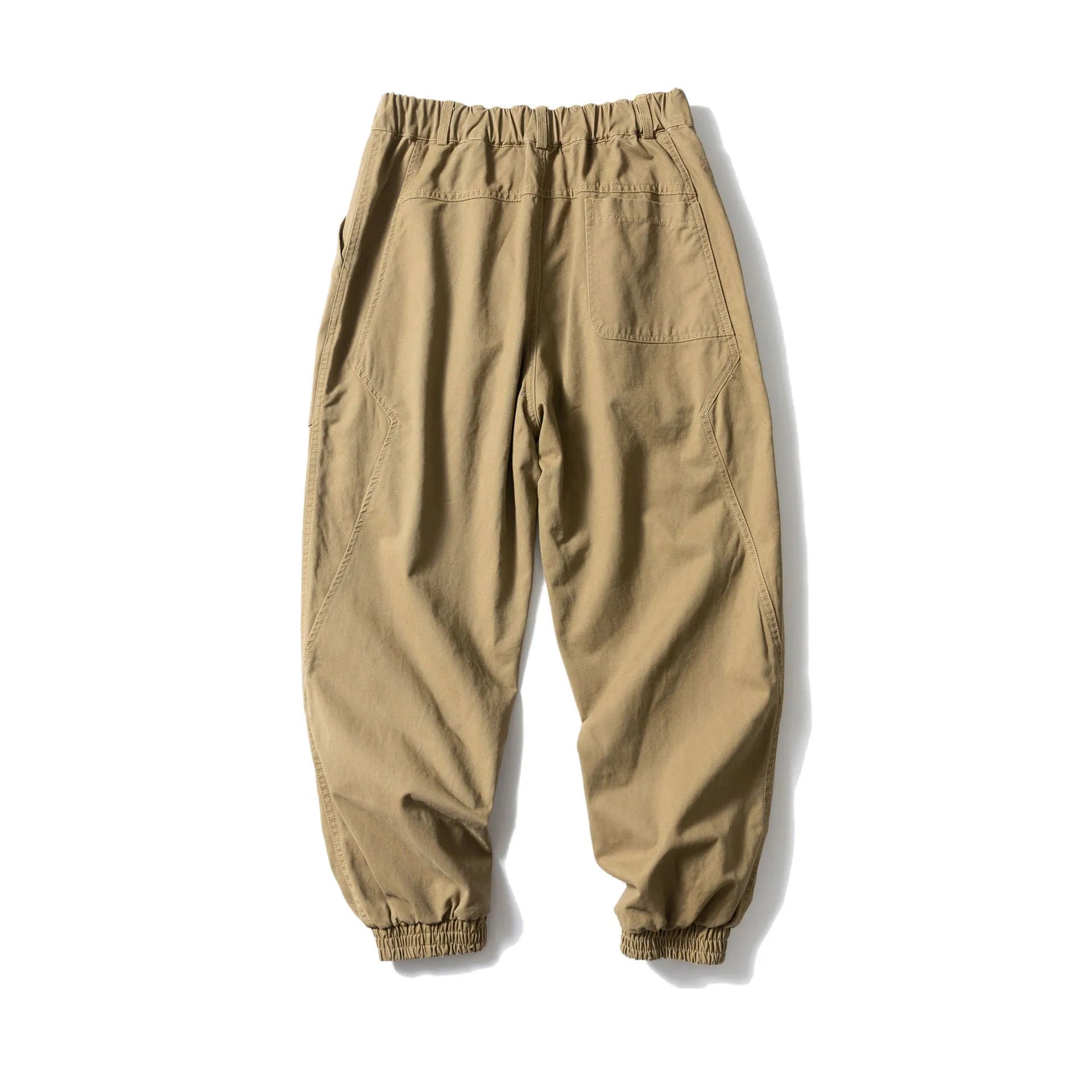 Cotton tapered casual pants with ankle tied design in black or khaki colour