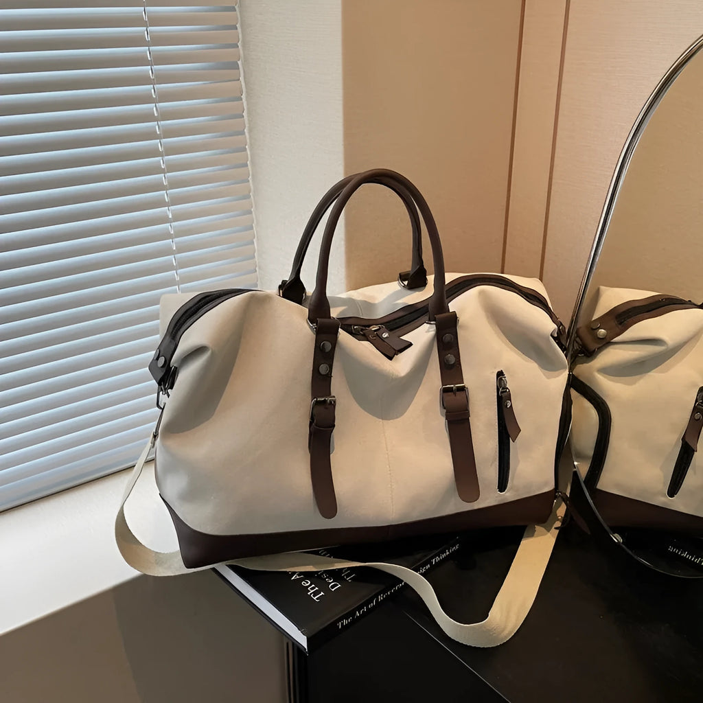 Canvas dry wet separation holdall in black, milky white or green with 20-35L capacity and 16cm carry handles