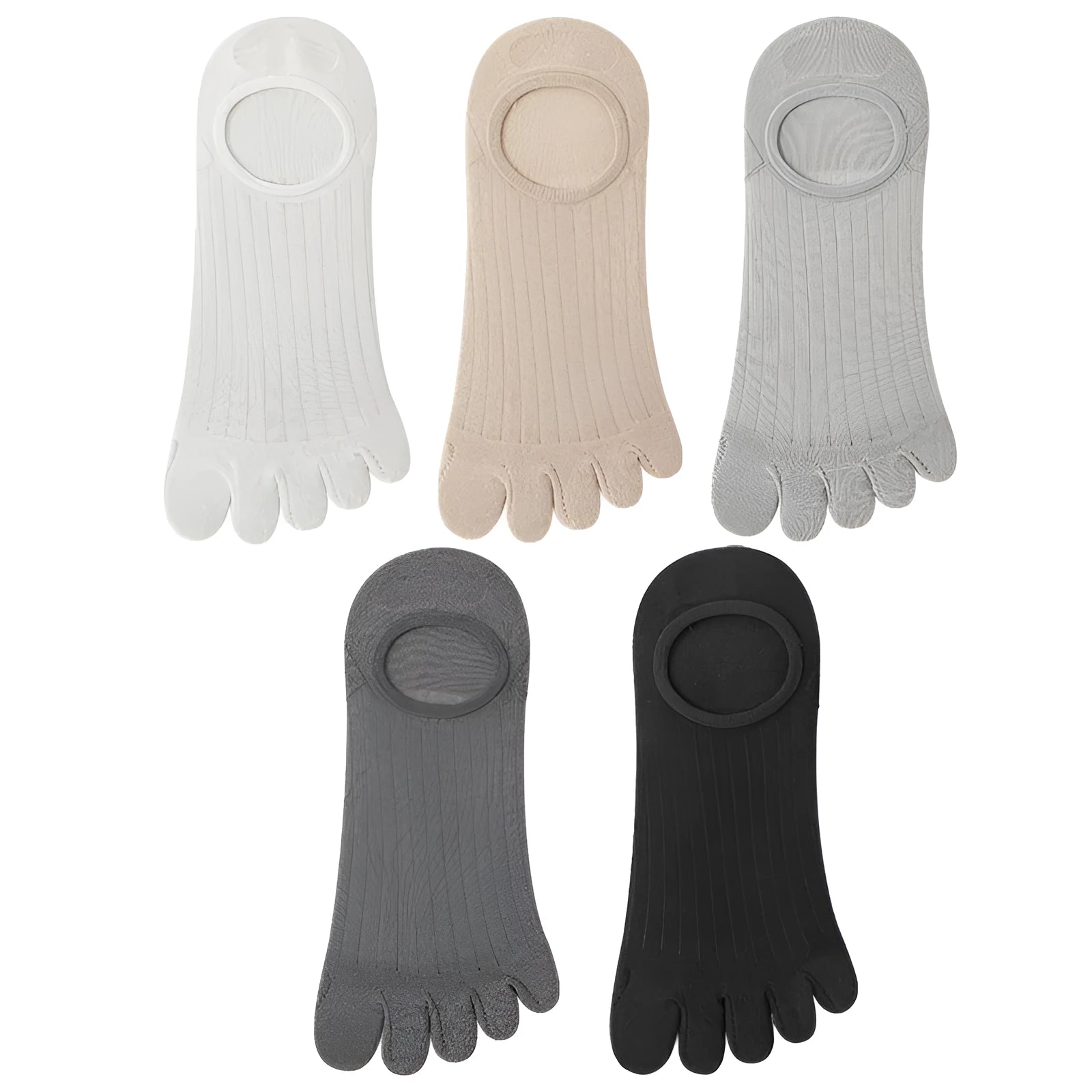 Men's five-finger invisible socks in modal fabric, shown in khaki colour.