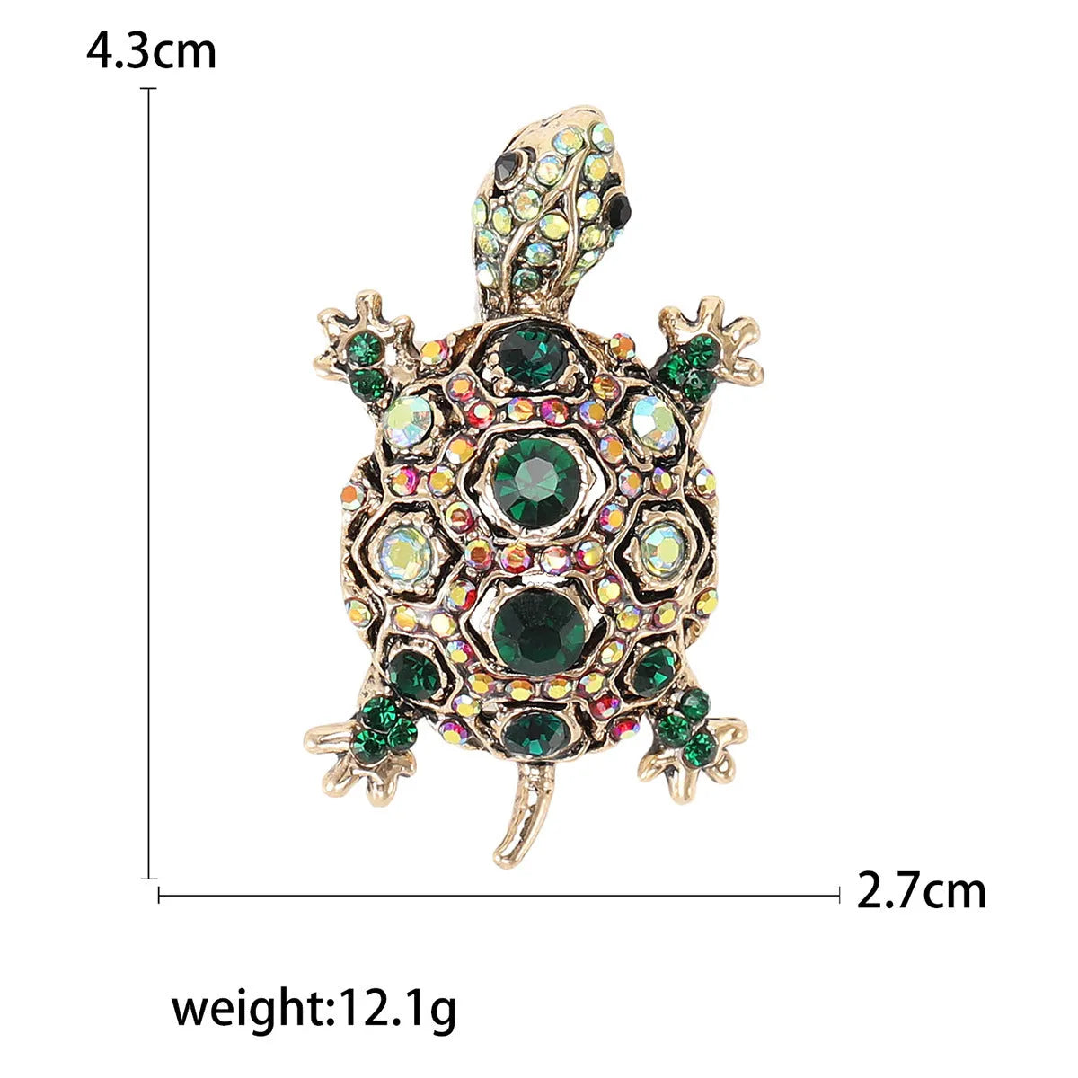 Retro rhinestone turtle brooch in alloy with animal design available in blue, green, and red colours