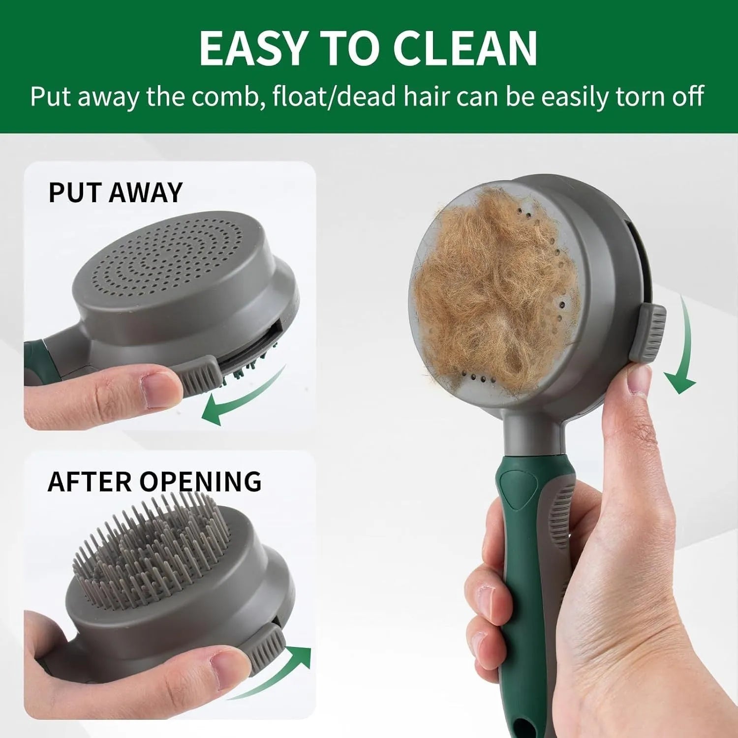 Green 2-in-1 silicone pet grooming brush showing slicker brush side and octopus-teethed massager side