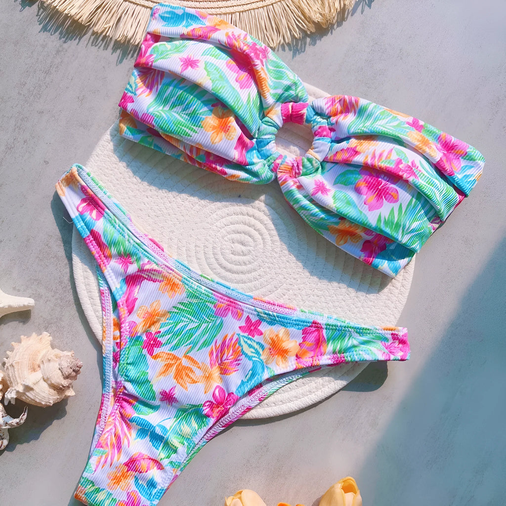 Sunken stripe printed sexy split swimsuit for women in RT6117 colour, nylon polyester blend, sizes S M L