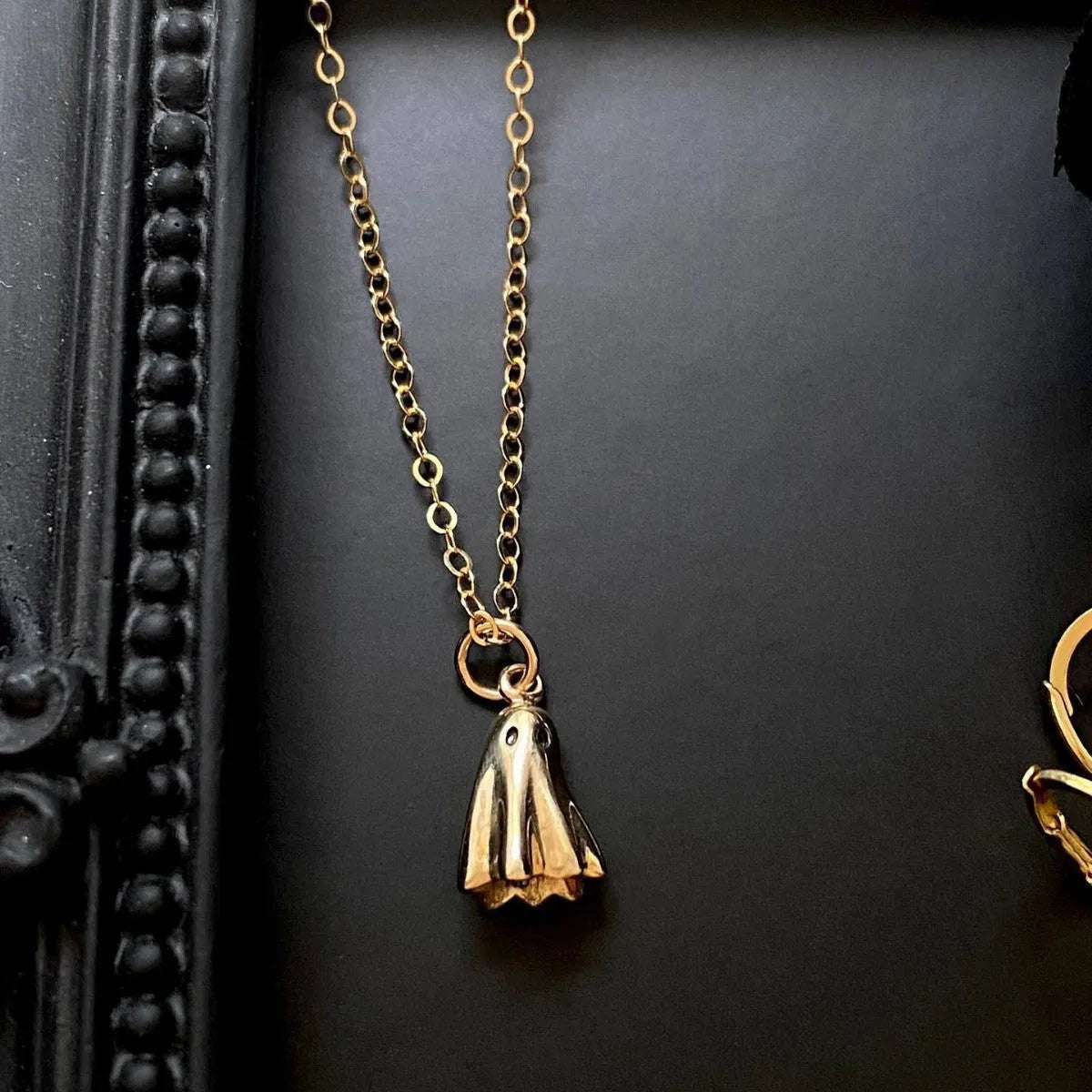 Ghost pendant necklace with titanium steel pendant on twisted chain, available in multiple chain style options