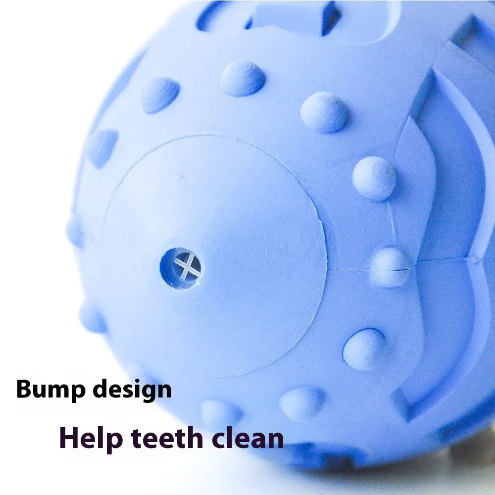 Light green rubber rugby ball dog toy with interactive vocal features for teeth cleaning play